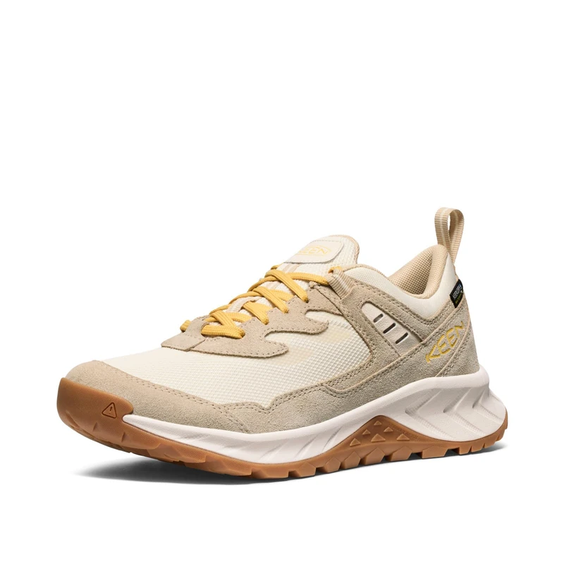 KEEN Women's Hightrail Low Height Durable Lightweight Breathable Leather Waterproof Hiking Shoes, Birch/Daffodil, 4 - Image 1