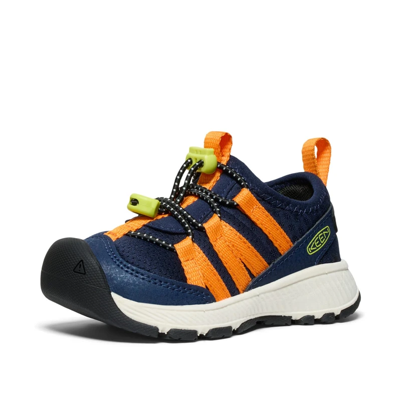 KEEN Unisex-Child Motozoa Comfortable Easy On Breathable Lightweight Athletic Sneakers, Naval Academy/Bright Marigold, 8