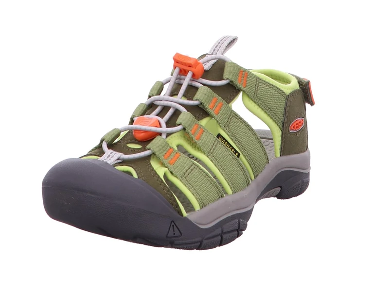 KEEN Unisex-Child Newport Boundless Adaptive Alternative Closure Easy On Outdoor Water Sandals, Dark Olive/Scarlet Ibis, 6