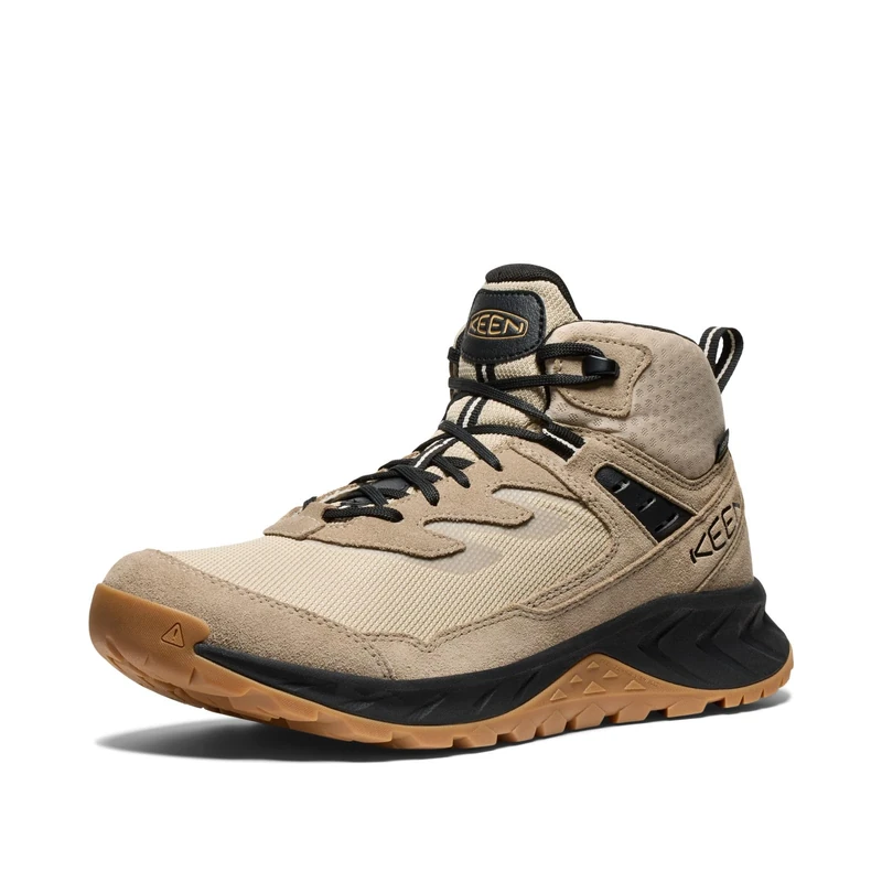 KEEN Men's Hightrail Mid Height Durable Lightweight Breathable Leather Waterproof Hiking Boots, Brindle/Oak Buff, 8