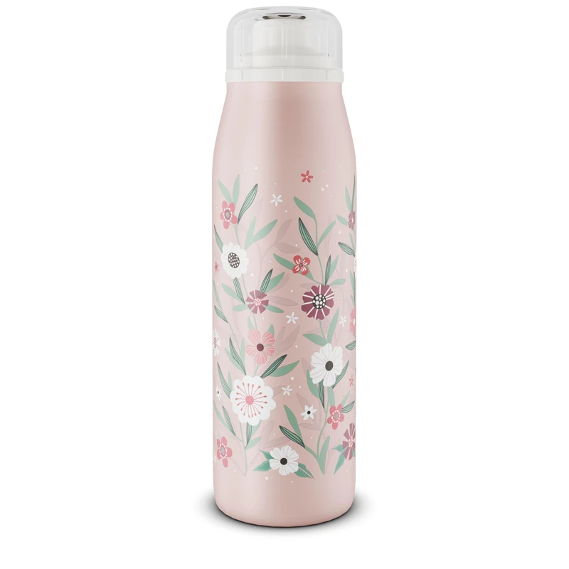 alfi Kids ISO Bottle 500 ml, Pink Pastel, Children's Insulated Drinking Bottle, Stainless Steel, Completely Leak-proof with Screw Cap, Keeps Hot for 12 Hours, Cold for 24 Hours, Drinking Bottle for