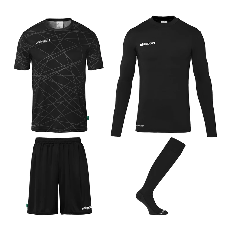 uhlsport Unisex Prediction Goalkeeper Jersey Set, Black, S EU