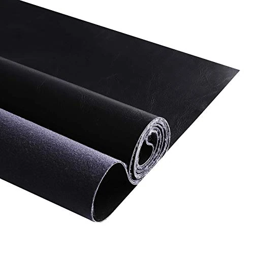 Premium Faux Leather Upholstery Fabric 1.2mm Thickness，Waterproof Upholstery Leather Distressed Bark Fabric 10 Yards Roll(Black,360"x54")