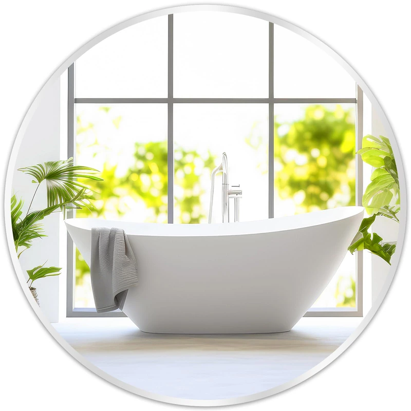 Fabuday Silver Round Mirror 30 Inch - Big Circle Mirror for Bathroom, Living Room, Hallway, Entryway, Matte Aluminum Frame Circular Mirrors for Wall Decor