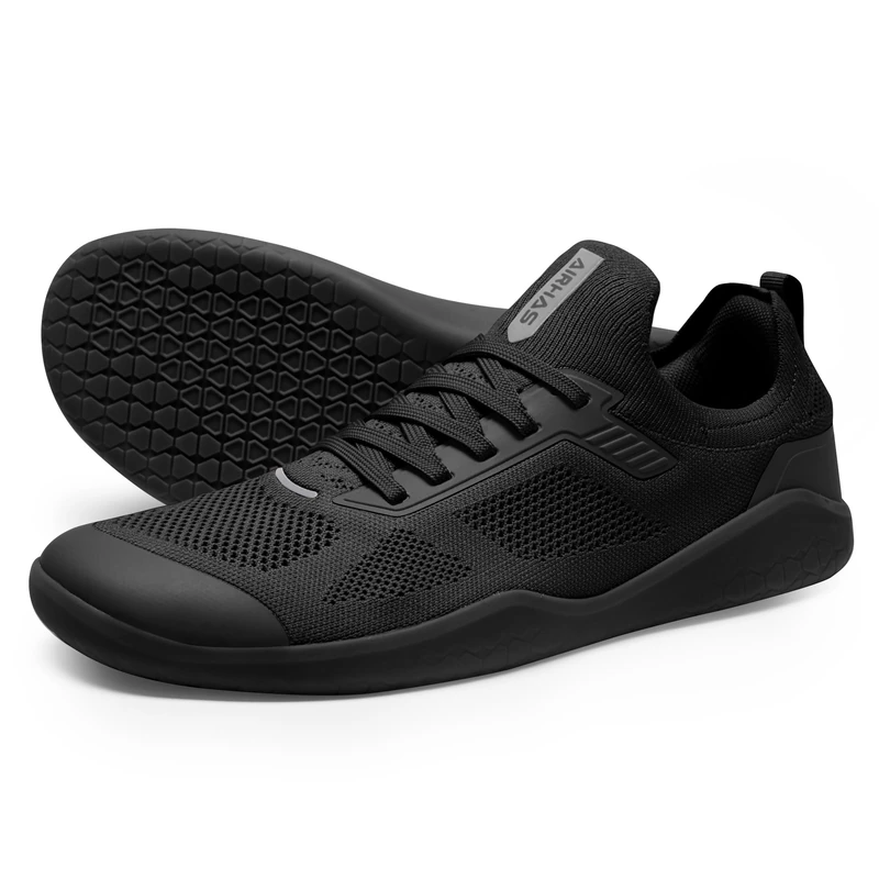 AIRHAS Men's Barefoot Shoes Zero Drop Running Minimalist Gym Shoes for Men Deadlift Cross Training Sneakers, Black, 12 - Image 1