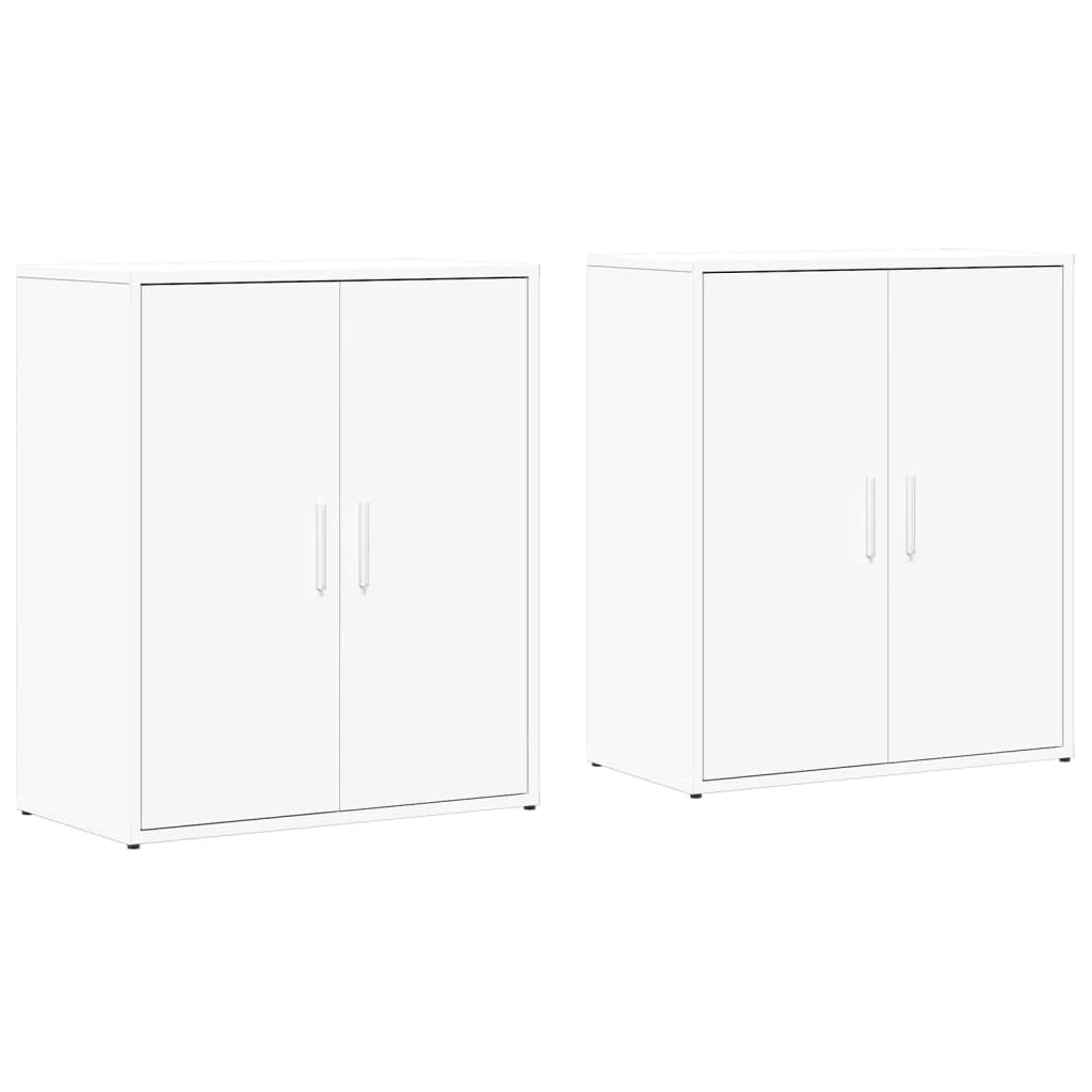vidaXL Sideboards 2 pcs, Side Cabinet for Living Room Hallway, Cupboard with Storage, Highboard, Modern Style, White Engineered Wood