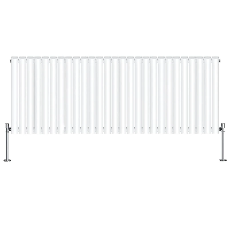 NRG White Oval Radiator Horizontal 600x1593mm Double Panel Central Heating Perfect for Bathrooms Kitchen Living Room