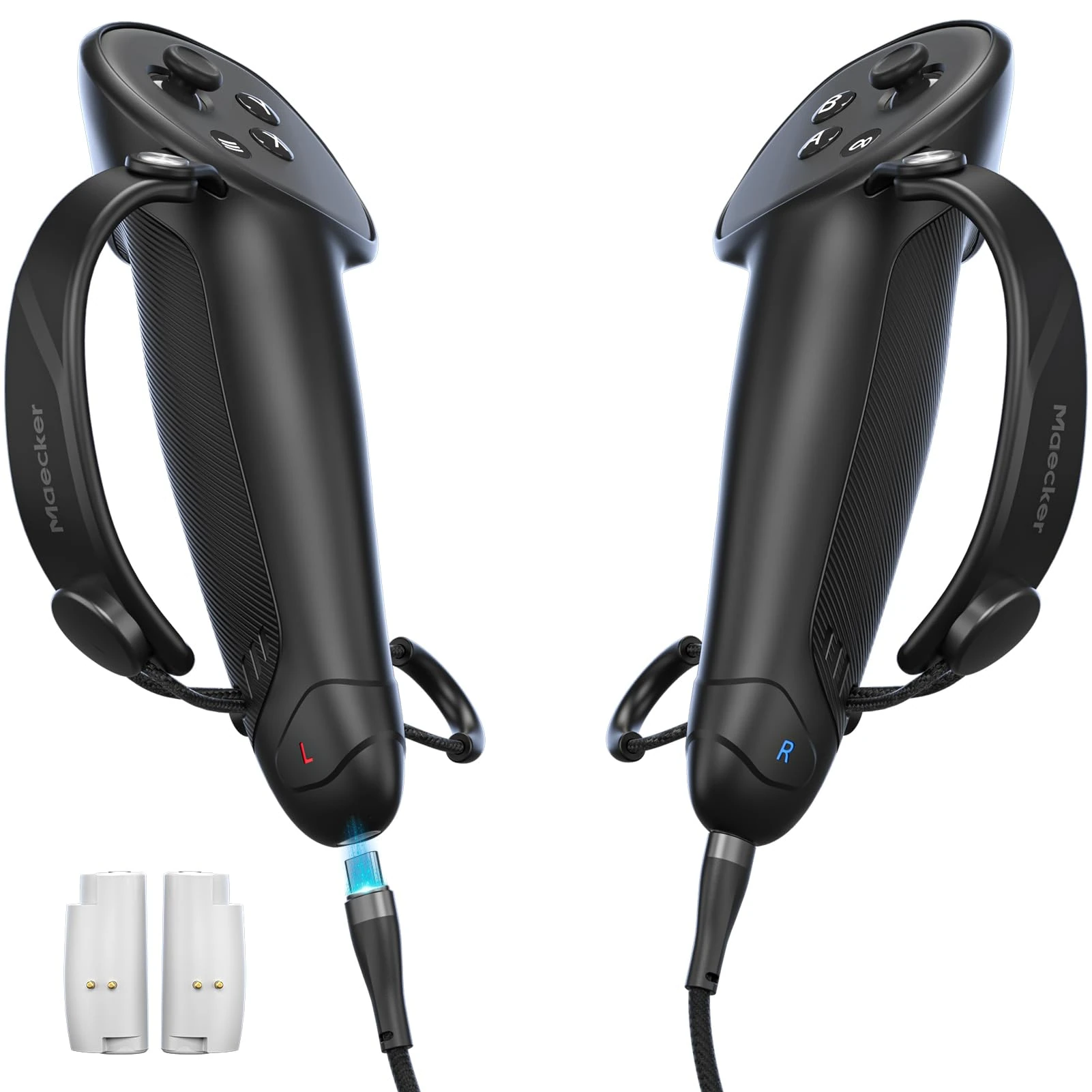 Maecker Charging Controller Grips for Quest 3S for Quest 3 Controller Straps with Rechargeable Battery for Quest 3S/3 Accessories