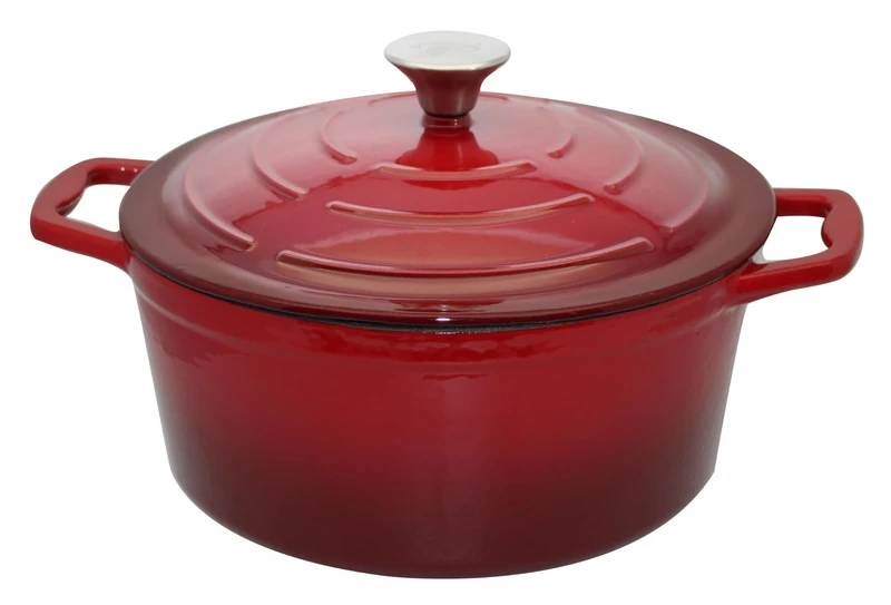ELO 3062626 Enamelled Cast Iron Casserole with Lid, Cherry Red, Oven Safe, All Heat Source, Induction Casserole 26 cm 4.5 L, 4 to 6 People