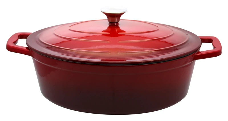 Elo 3073326 Enamelled Cast Iron Casserole with Lid, Cherry Red, Oven Safe, All Heat Source, Induction Dutch Oven 33 cm, 5 L, 4 to 6 People