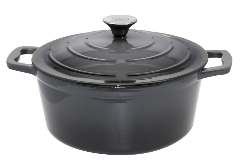 Elo 3362626 Enamelled Cast Iron Casserole with Lid, Classic Grey, Oven Safe, All Heat Source, Induction Stew Pot 26 cm 4.5 L, 4 to 6 People