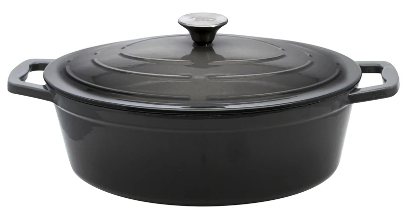 Elo 3373326 Enameled Cast Iron Casserole with Lid, Classic Grey, Oven Safe, All Heat Source, Induction Dutch Oven 33 cm, 5 L, 4 to 6 People