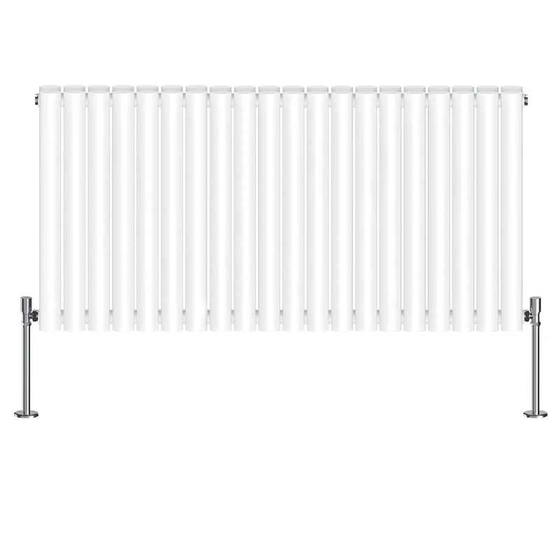 NRG 600x1180mm Horizontal Oval Column Double Panel Designer Radiator Bathroom Central Heating White
