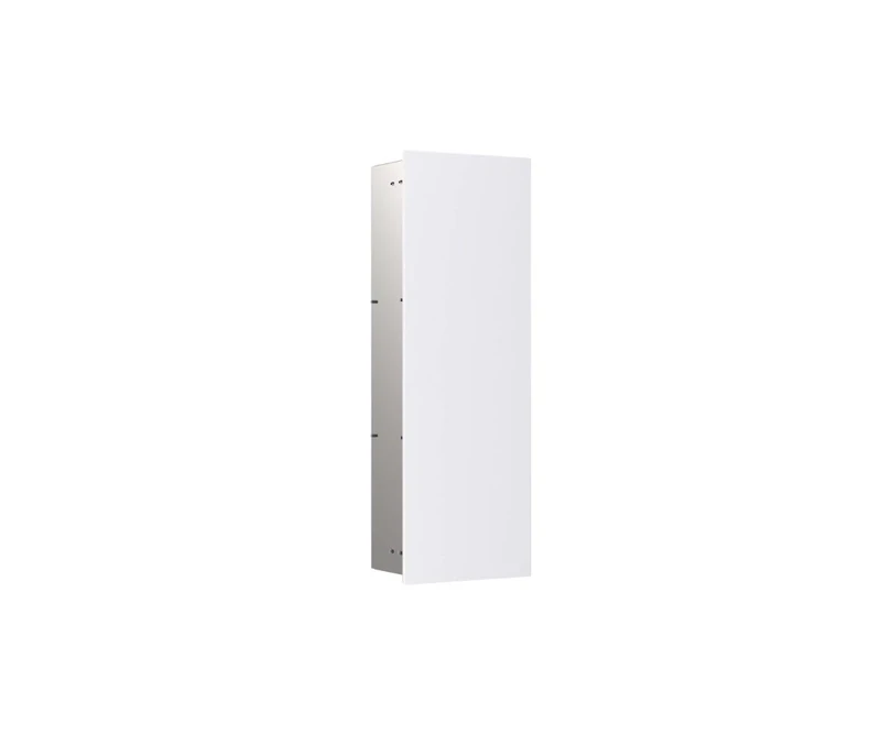 Emco asis Pure Bathroom Cabinet Module Flush-Mounted with Glass Front Built-in Cabinet in Alpine White Matt