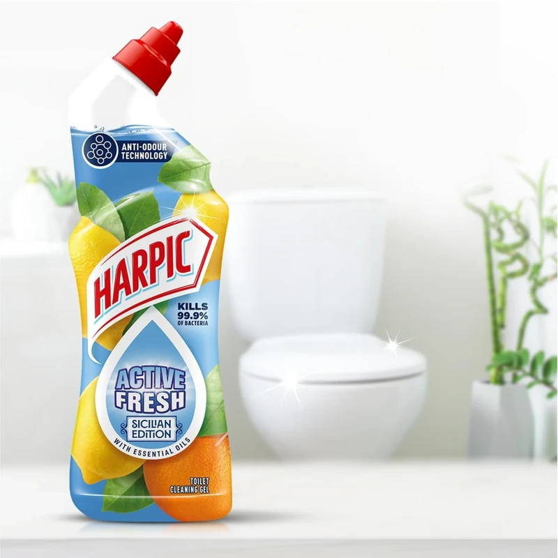 Harpic Active Fresh Toilet Cleaning Gel, Sicilian Edition, Pack of 1x750ml, Infused with Natural Oils,Anti odour Technology