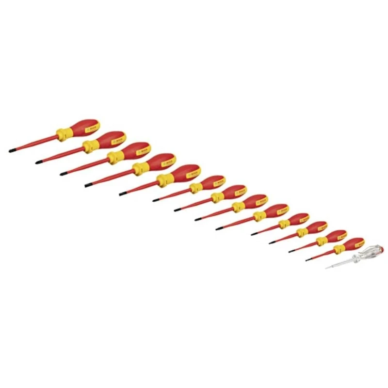 Bosch Professional VDE Mixed Screwdriver Set (with Single-Pole Phase Tester – 14 Pieces, in L-BOXX)