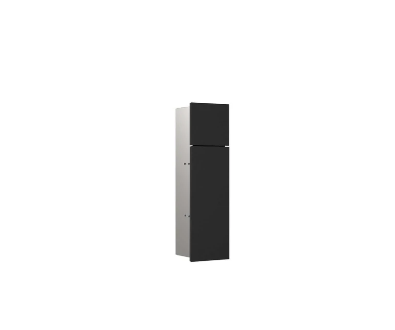 Emco Asis Pure Toilet Module, Flush-Mounted Model Bathroom Cabinet with Glass Front, Built-in Cabinet, Matt Black