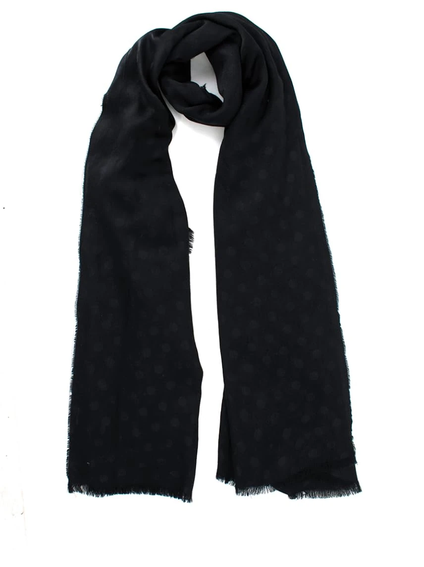 Balenciaga Pre-loved Black Polka Dot Scarf