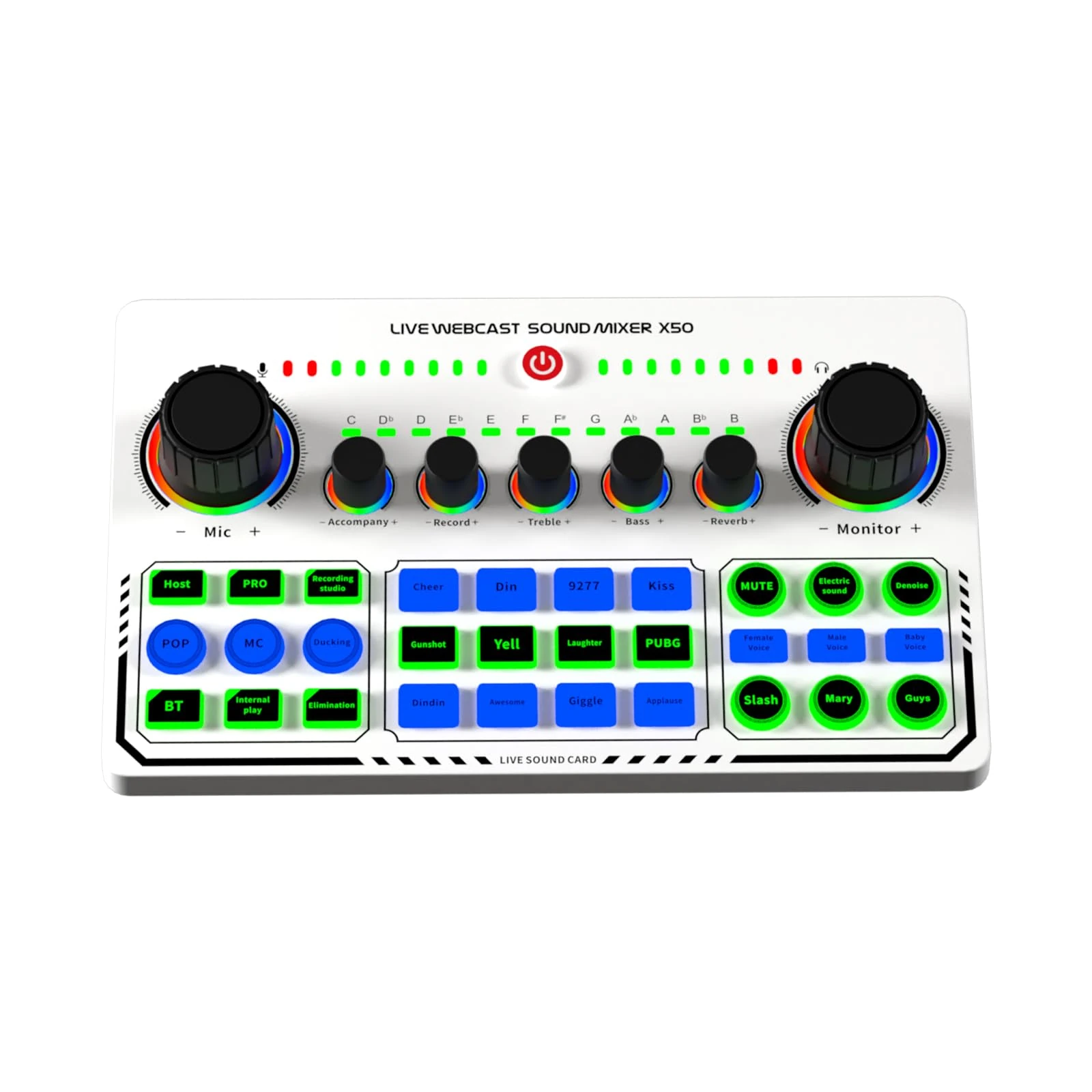 summina Live Sound Card Audio Mixer Recording Desktop Singing BT Power Supply OTG Digital Lossless Transmission for Streaming Podcasting Gaming Soundboard Built-in Battery