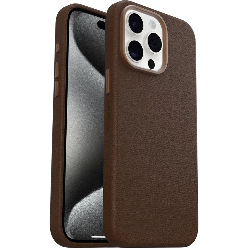 OtterBox Symmetry Series Cactus Leather MagSafe Case for iPhone 15 Pro Max, Shockproof, Drop proof, Protective Thin Case, 3x Tested to Military Standard, Brown