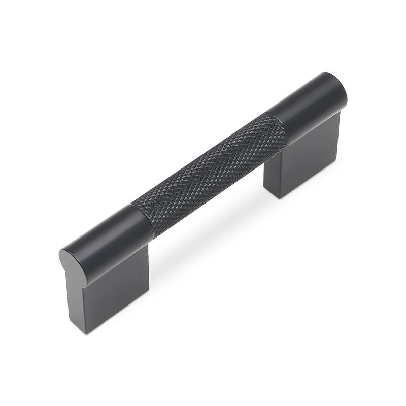BUKOBYHE 10 Pack 3 Inch(76mm) Matte Black Cabinet Handles Black Kitchen Cabinet Pulls Knurled Kitchen CabinetHardware