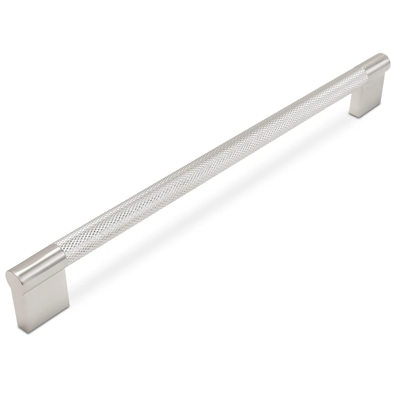 BUKOBYHE 6 Pack 12-3/5 Inch Brushed Satin Nickel Kitchen Cabinet Handles Knurled Cabinet Pulls Silver Drawer Pulls Cabinet Hardware