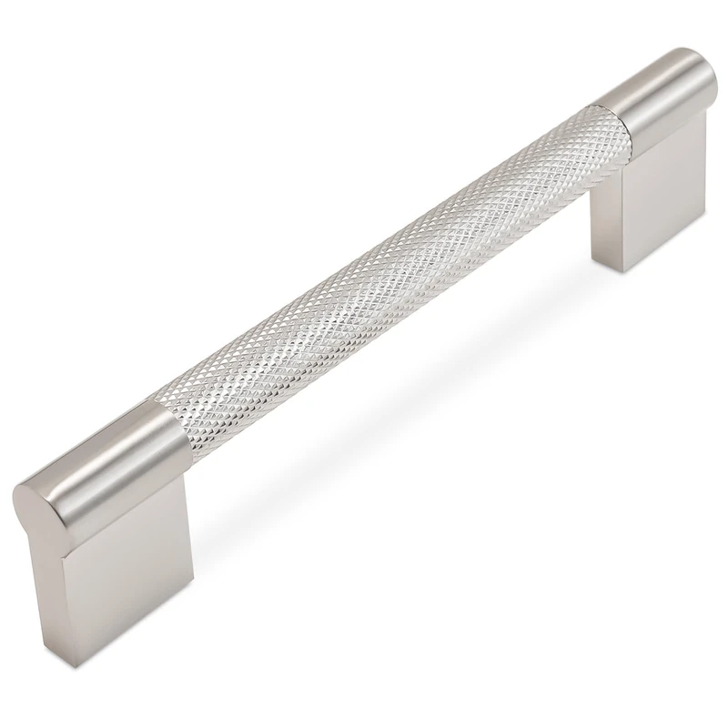 BUKOBYHE 10 Pack 6-1/4 Inch Brushed Satin Nickel Kitchen Cabinet Handles Knurled Cabinet Pulls Silver Drawer Pulls Cabinet Hardware