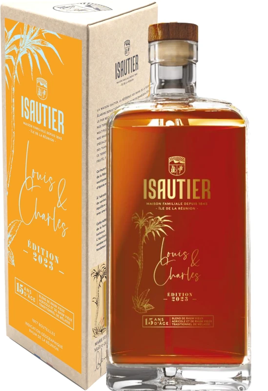 Isautier Louis & Charles 15 Year Old Heritage Blend Rum - Traditional & Agricole Reunion Island Rum in Gift Box - 58% ABV (1 x 70cl)