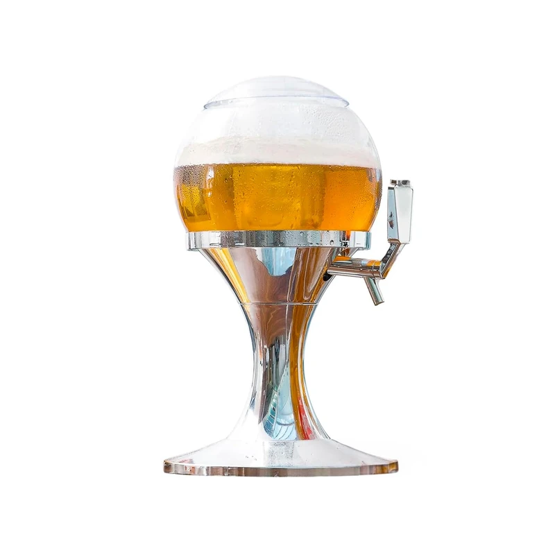 Refrigerated Beer Spiller, 3.5L, Suitable for Parties and Events, with Ice Compartment, Acrylic, 24 x 24 x 42 cm, Silver