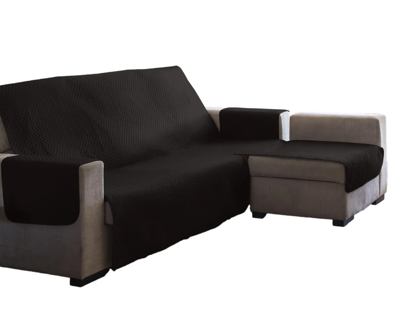 Estoralis AVA | Modern Chaise Longue Cover | Brown Quilted Fabric | Chaisse Longue 290 cm Right Arm Fabric Size 290 x 255 cm (WxH) | Protector for All Types of Sofas