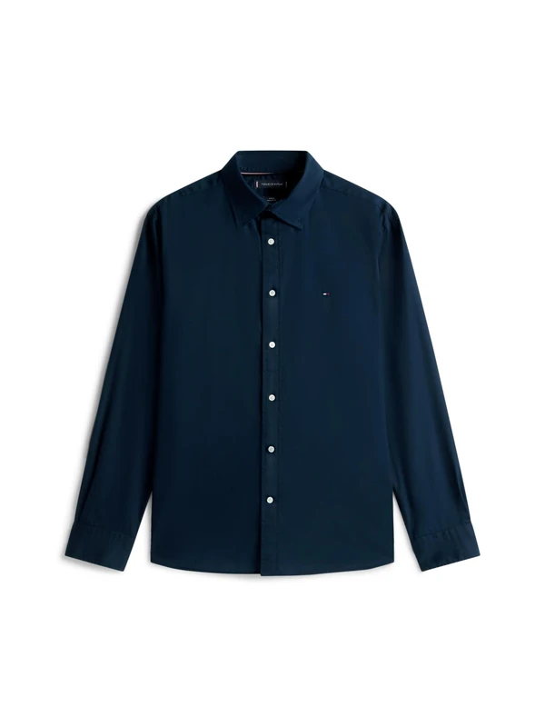 Tommy Hilfiger Men's CORE Flex POPLIN Solid RF Shirt MW0MW39988 L/S Shirt, Blue, XXL