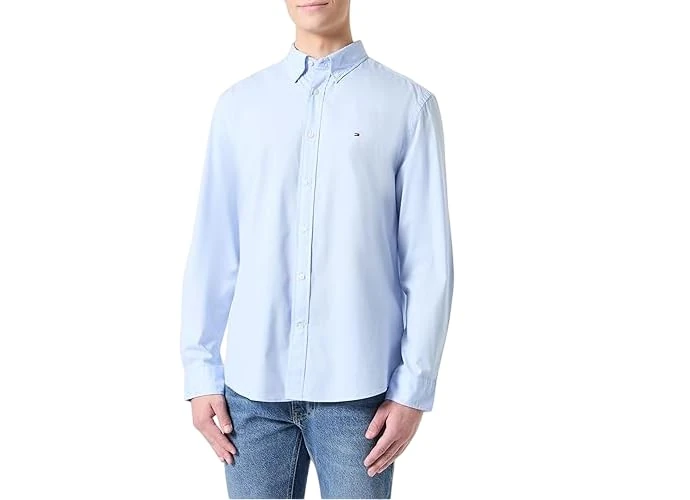 Tommy Hilfiger Men's CORE Flex POPLIN Solid RF Shirt MW0MW39988 L/S Shirt, Blue, 3XL
