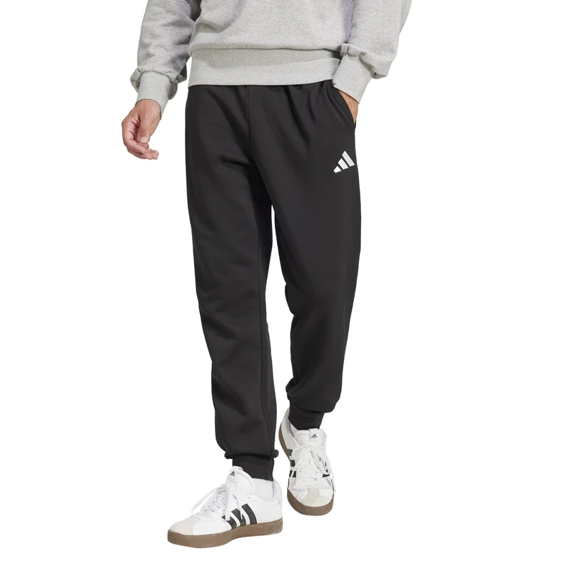 adidas Men's Essentials Feel Cozy French Terry Pants, Black/White, X-Small