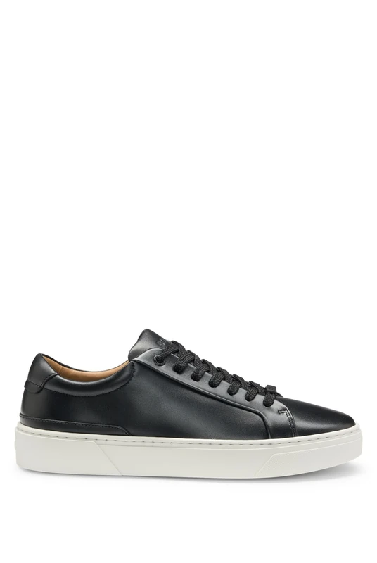 BOSS Men's Gary Leather Low-Top Trainers - Size 11 Black