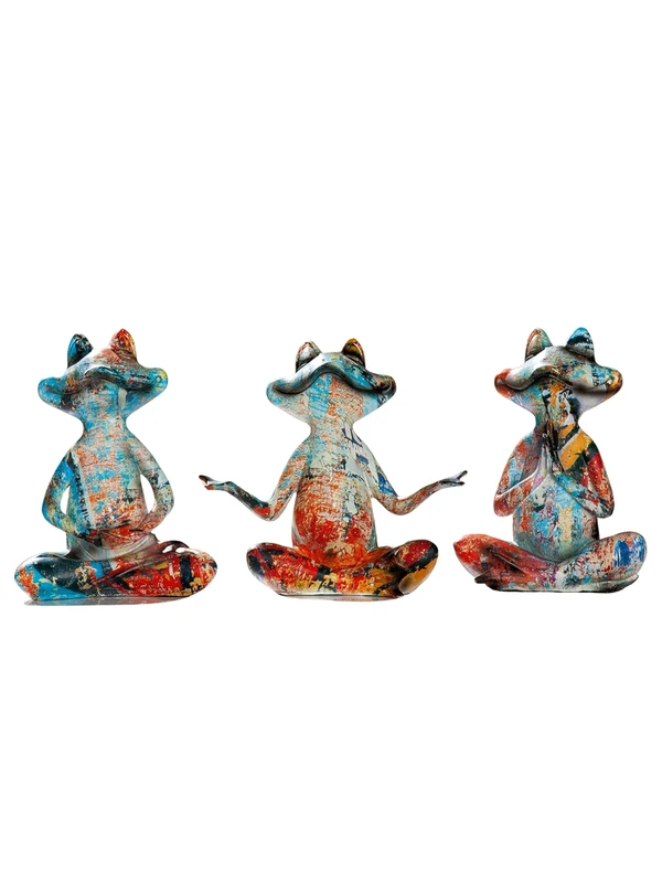 DRW Frogs with Yoga Poses Set of 3 Units 5x8x13cm