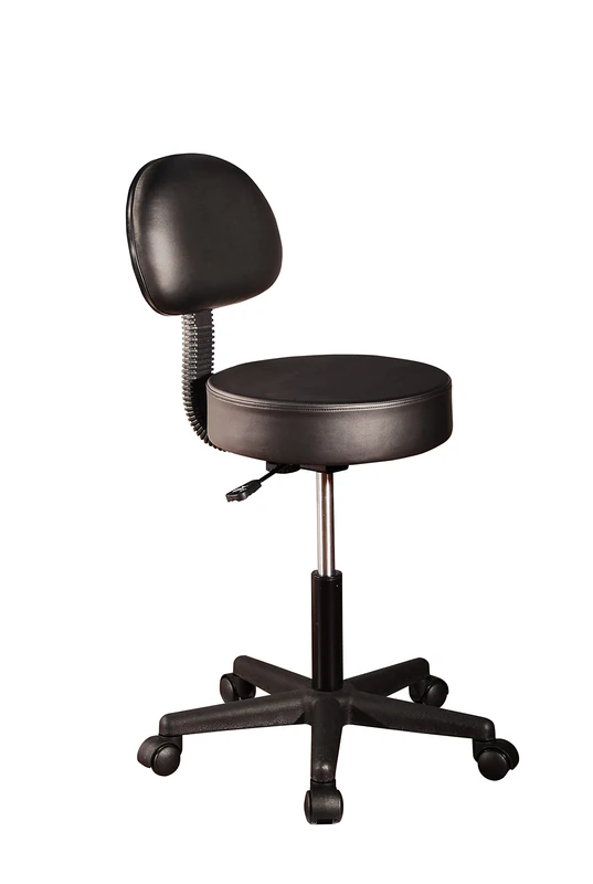 Master Massage Pneumatic Hydrolic Rolling Clinical Spa Tattoo Office Swivel Stool with Backrest, Black