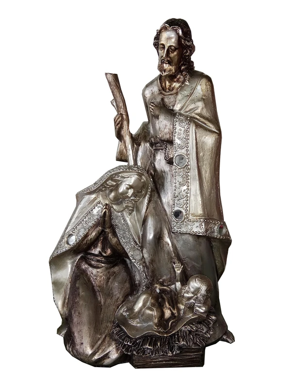 DRW One Piece Resin Birth in Old Silver Color 20.5x13x31.5cm