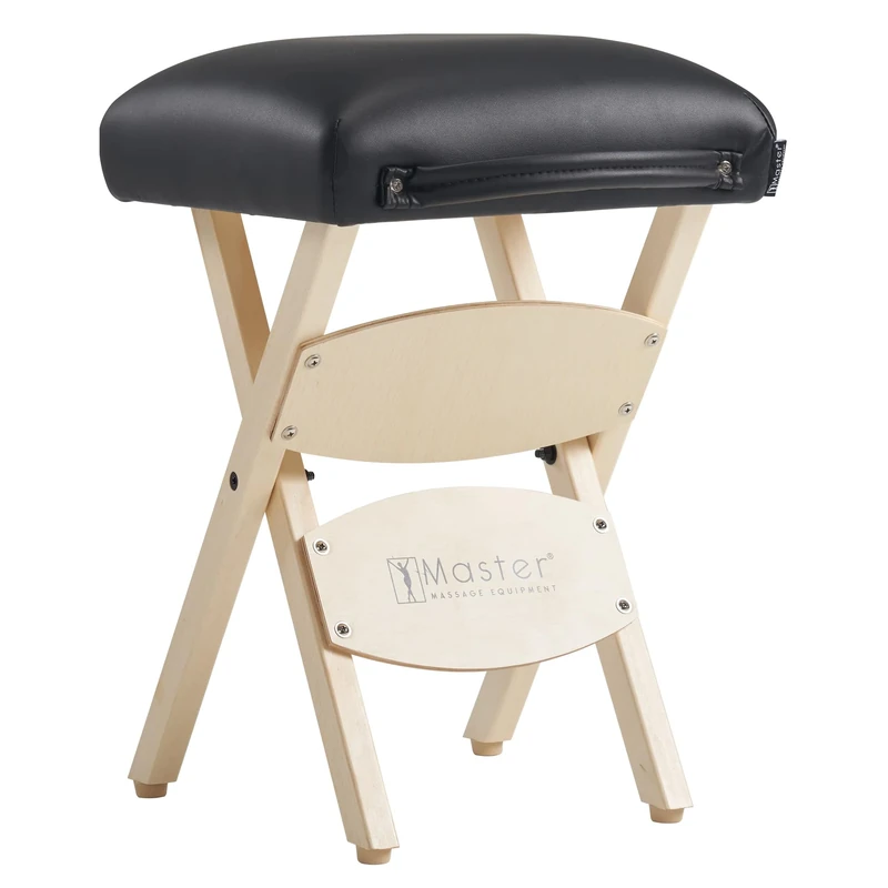 Master Massage Wooden Portable Folding Massage Stool- Lightweight Wood Foldable Tattoo Stool-Portable Tattoo Stool-Mobile Chair Seat Easy to Carry (Black)