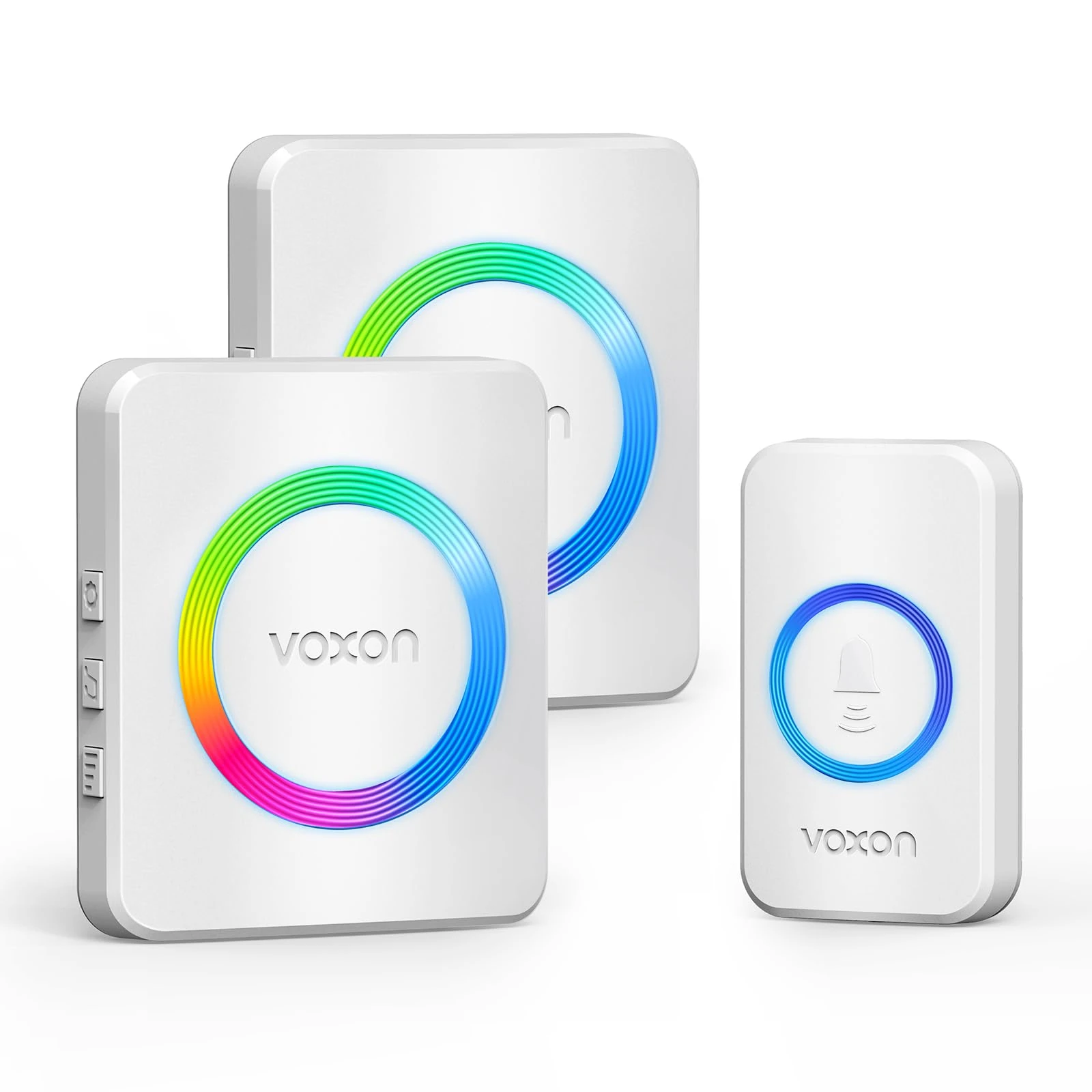 VOXON Wireless Doorbell, Door Bell Wireless Cordless, Waterproof IP65 Door Bells, Plug in Doorbells Chime with 2 Receivers, 120dB Lound with 1300ft Long Range and 5 Volume Levels 60 Melodies(White)
