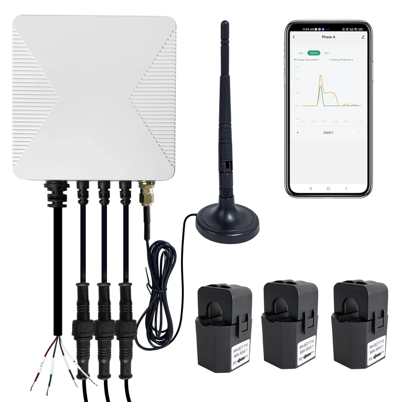 OWON 1 or 3 Phase Tuya Wi-Fi Bi-Directional Energy Monitor,Smart Home Power Monitor with 3 * 80A Clamp, Track Electricity in Real Time, Solar/Net Metering