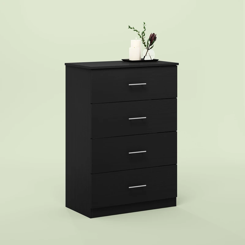 Furinno SIMPLE DESIGN 4-Drawer Chest Drawer, Dresser with Handle, Americano