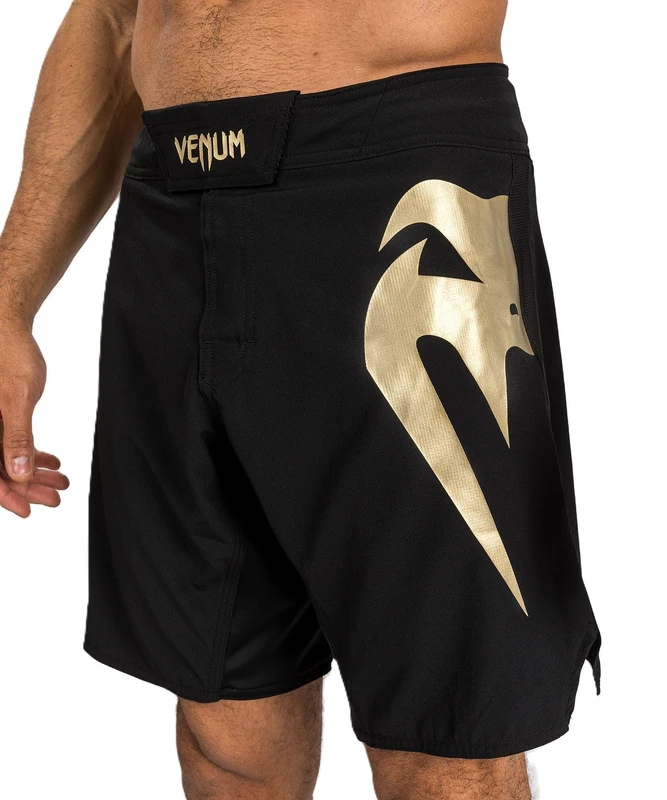 Venum Men's Light 5.0 Fight Shorts, Black/Gold, Small