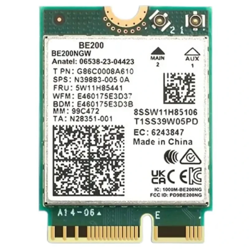 Pojedehy BE200 WIFI 7 Wireless Wifi Card WiFi 6E BE200NGW Bluetooth 5.4 802.11AX Tri-Band M.2 NGFF Network Adapter Easy to Use