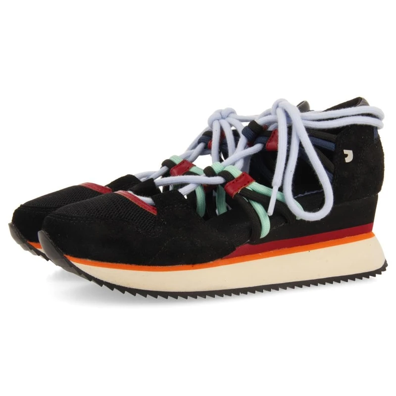 GIOSEPPO Women's Locke Wedge Sandal, Black/White, 3.5 UK