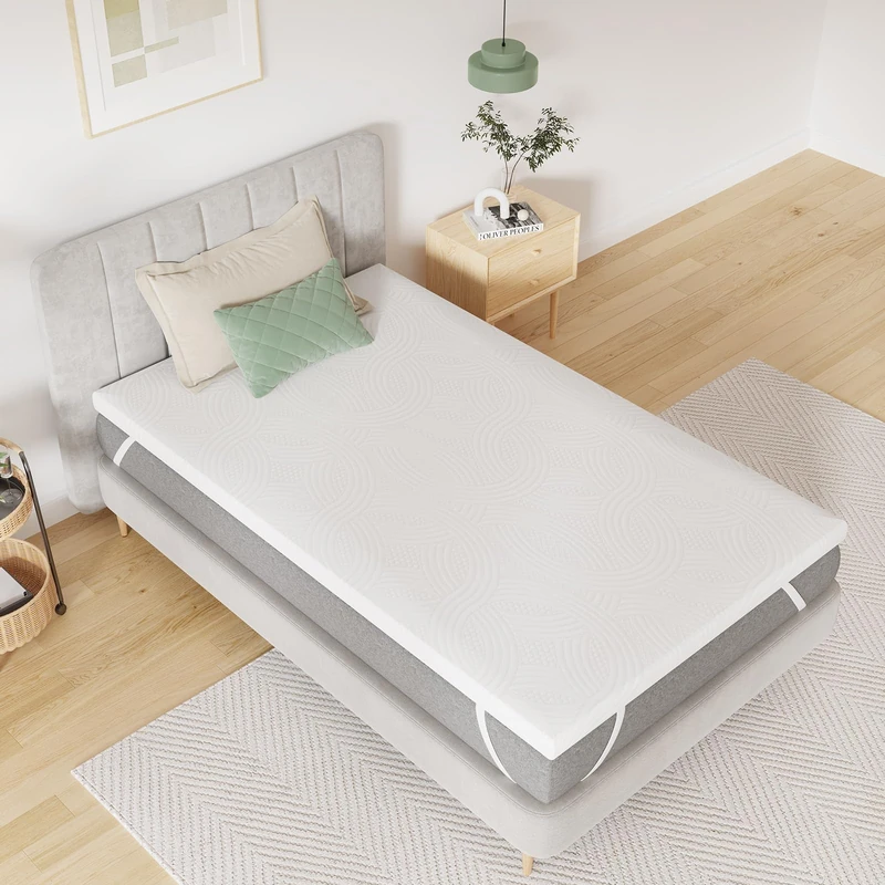 Novilla Top mattress, 100 x 200 5 cm fiber mattress, foam mattress comfort and washable at 60 °C, breathable and fresh, white