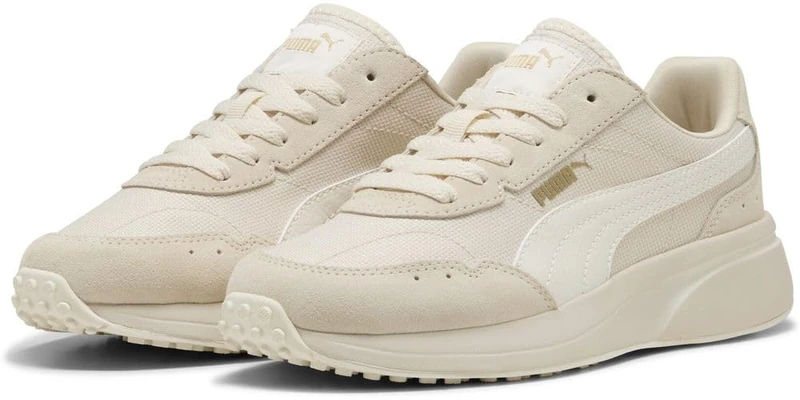 PUMA Women's R78 Glance Sneaker, Alpine Snow-Warm White-Gold, 8 UK
