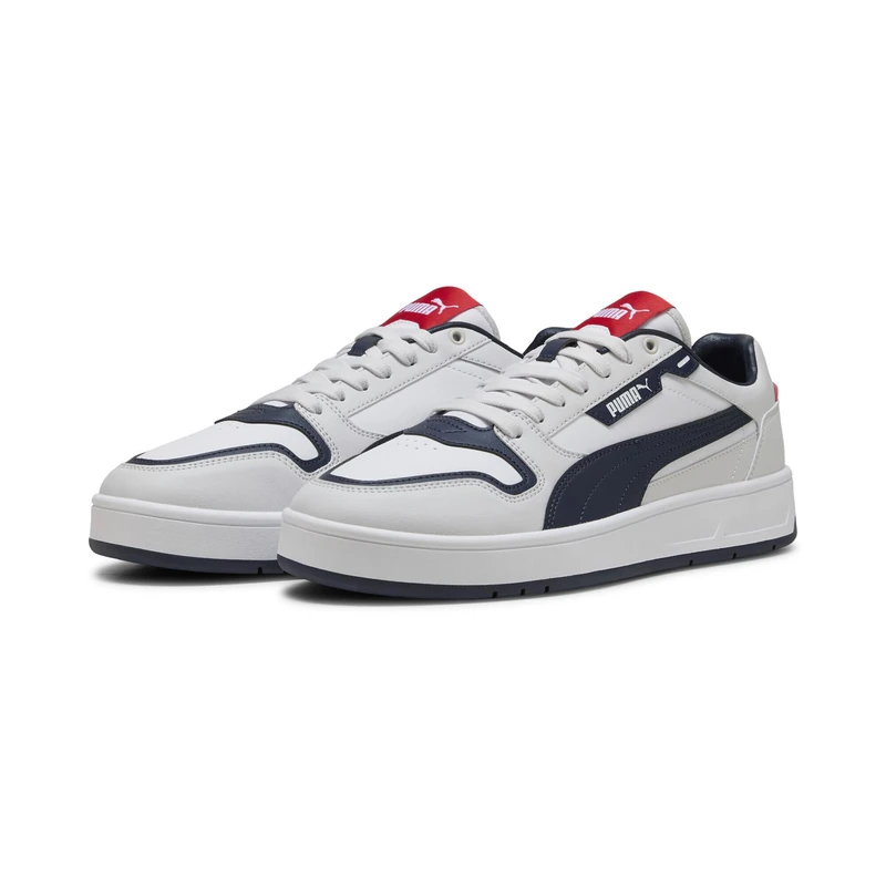 PUMA Unisex Court Classic Street Sneaker, White Navy-Feather Gray, 5 UK