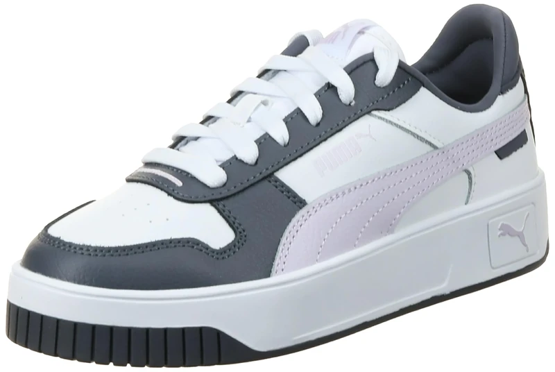 PUMA Womens Carina Street Sneaker, Puma White Lilac Frost Galactic Gray, 8.5 UK