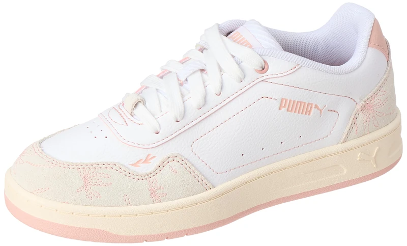 PUMA Women's Court Classy Crafted Flowers Sneaker, White-Rose Quartz, 5 UK