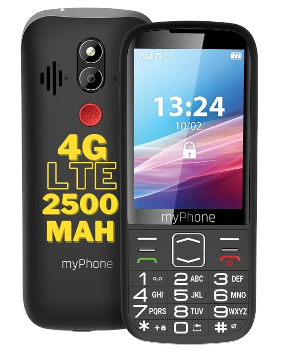 myPhone Halo 4 LTE Button Phone for Seniors without Contract Senior Mobile Phone, Dual SIM, Large Buttons and Display 3.5 Inches, Huge 2500 mAh Battery up to 16 Days on a Single Charge + SOS Button